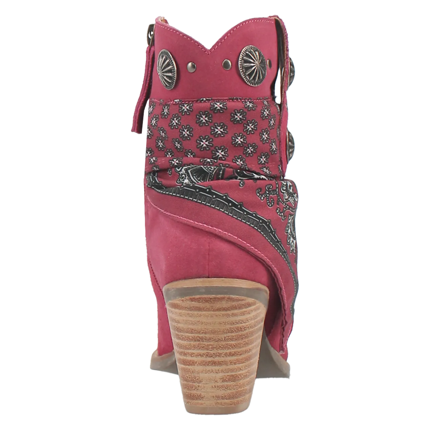 Bandida Fuchsia Suede Silver Concho Bandana Wrapped Booties (DS)