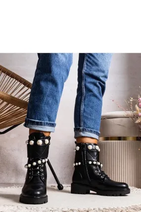 Black lace-up women's ankle boots