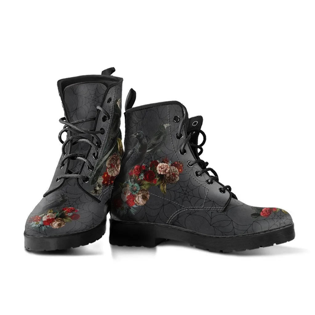 Combat Boots - Goth Shoes #31 Spiderweb Boots | Goth Boots, Gothic Boots, Custom Shoes, Vegan Leather Lace Up Boots, Handmade Lace Up Boots