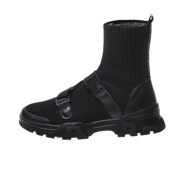 Korean Style Elastic Sock Boots with Thick Sole for Women