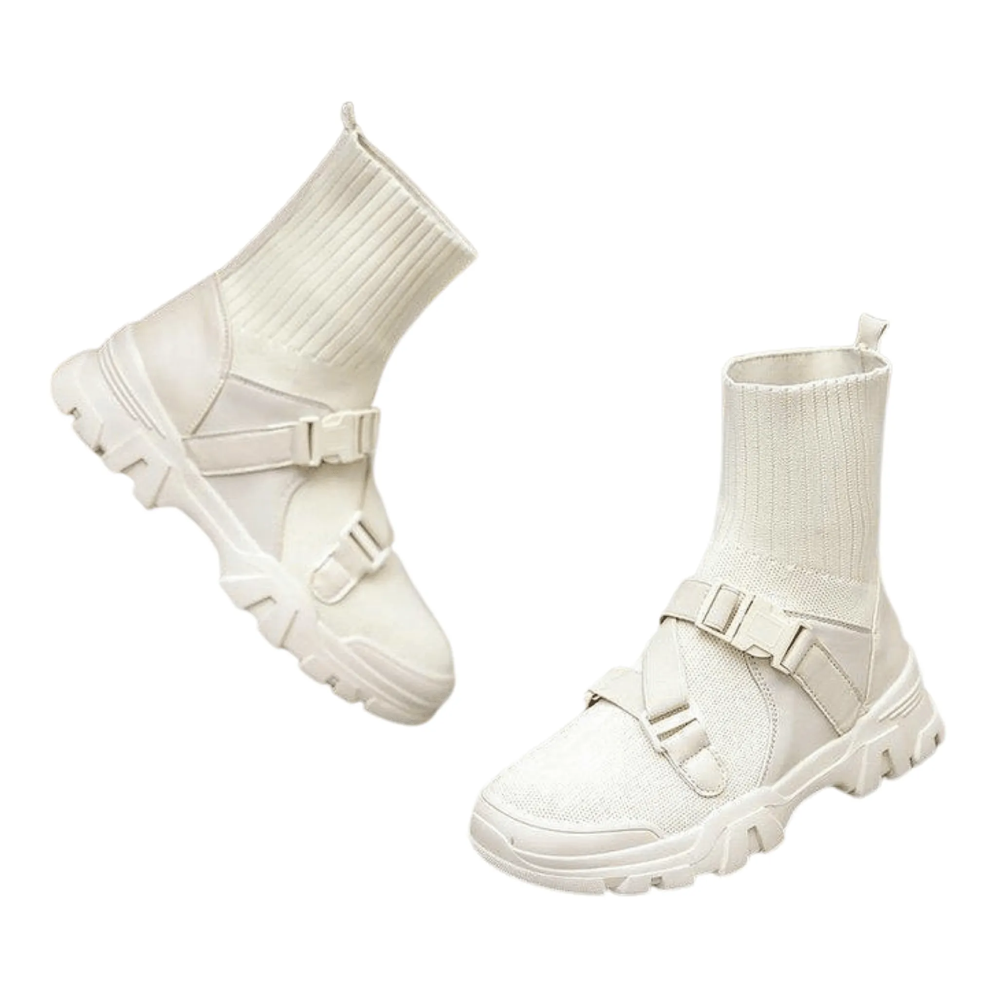 Korean Style Elastic Sock Boots with Thick Sole for Women