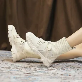 Korean Style Elastic Sock Boots with Thick Sole for Women