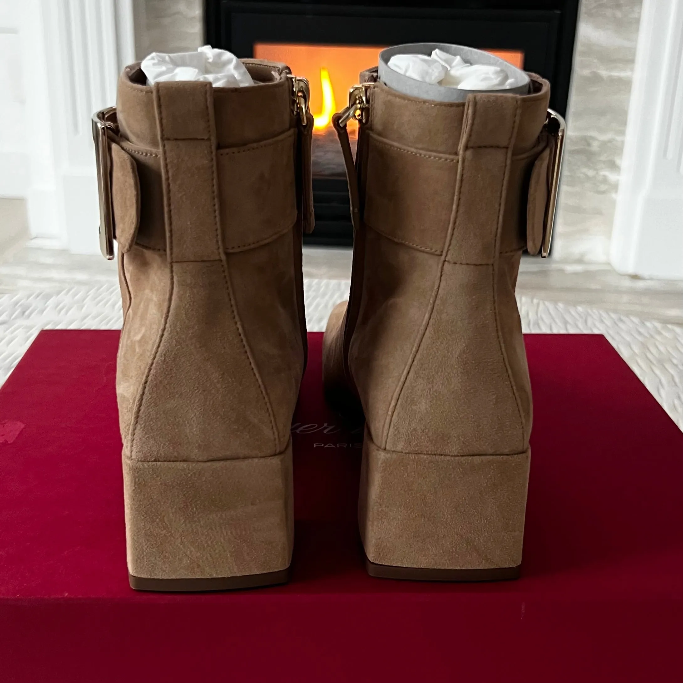 Suede So Vivier Buckled Ankle Boots by Roger Vivier