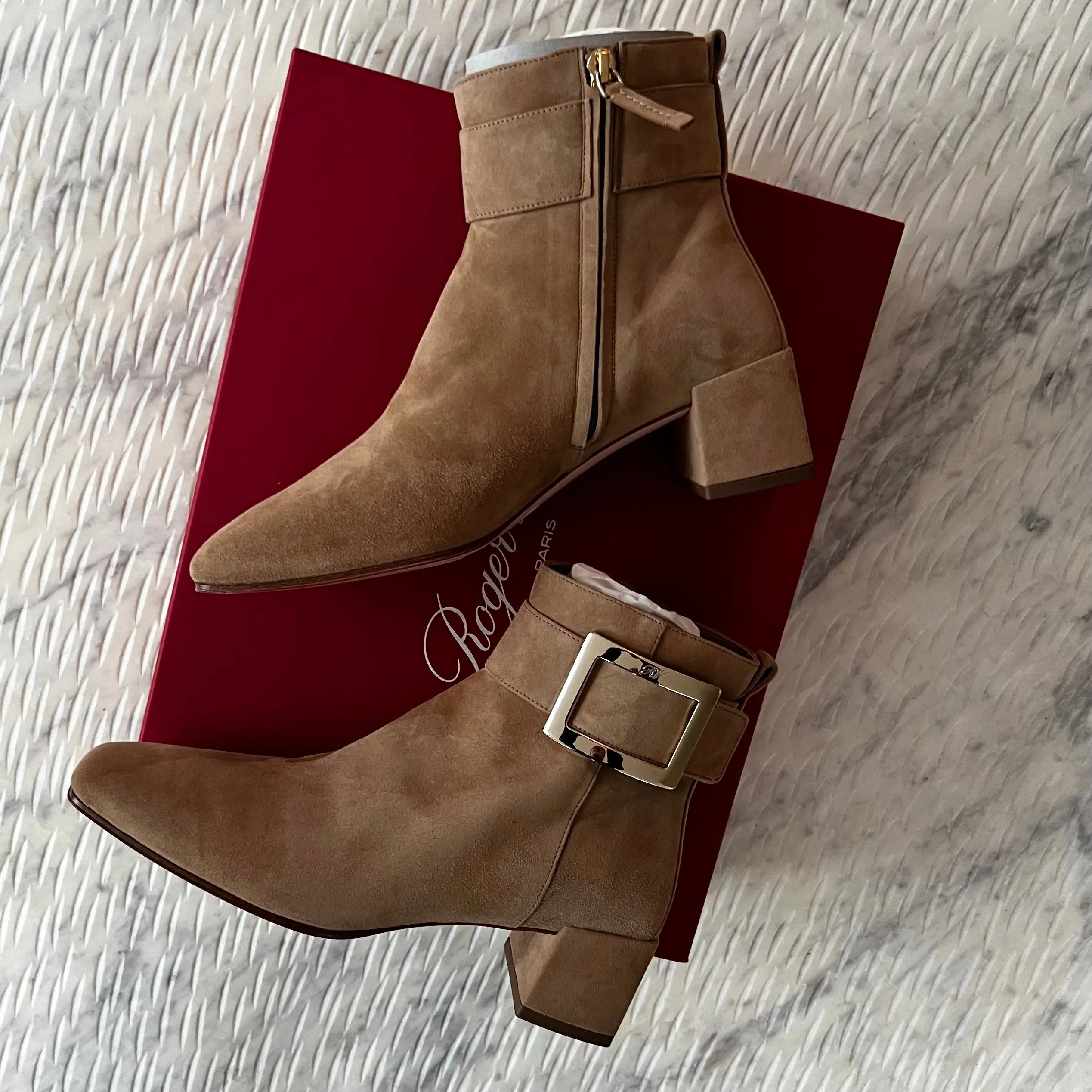 Suede So Vivier Buckled Ankle Boots by Roger Vivier