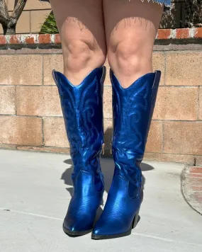 Royal Blue Shiny Cowgirl Boots