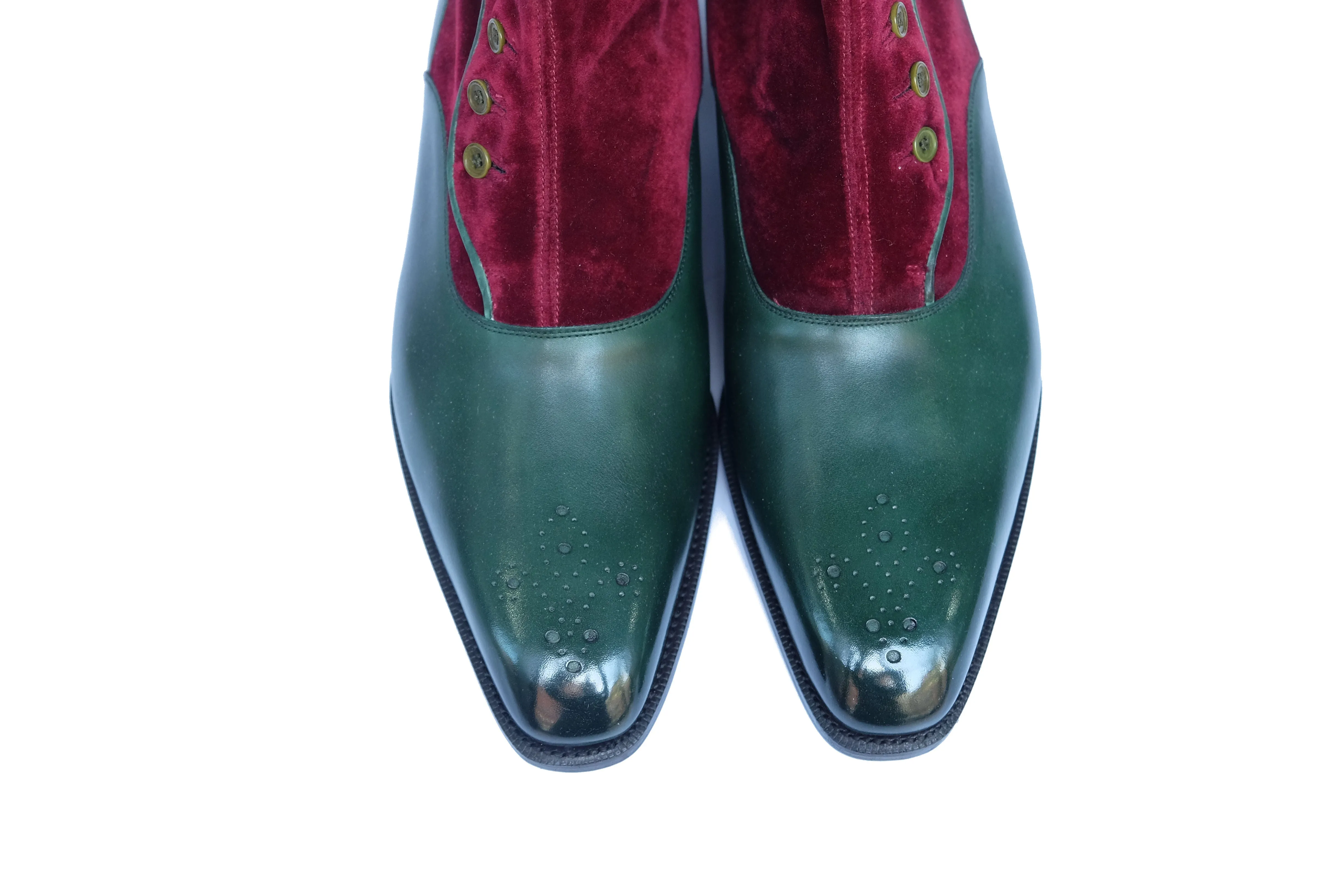 Westlake - MTO - Forest Green Calf / Burgundy Velour - LPB Last - Single Leather Sole