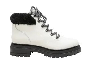 White & Black M.Gemi Shearling-Trimmed Ankle Boots Size 41