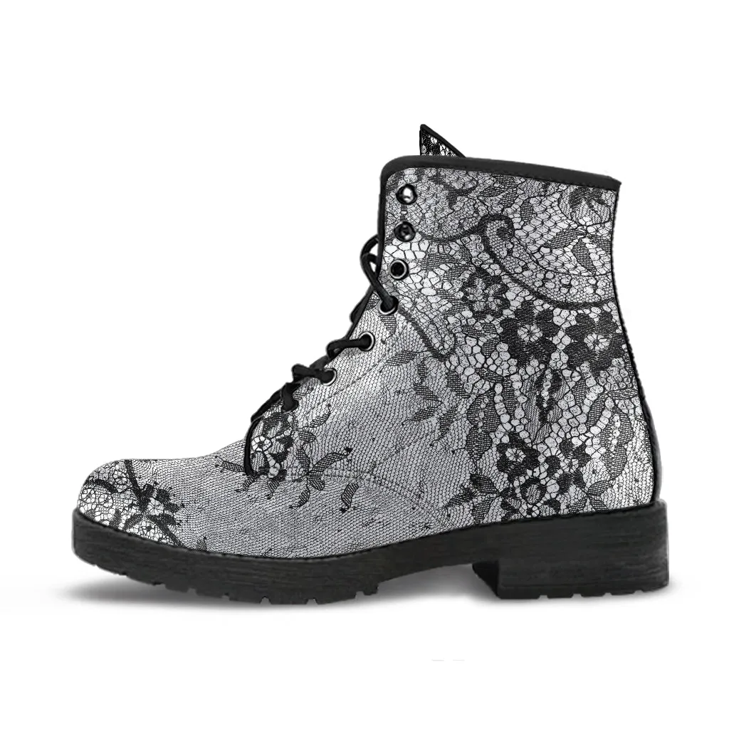 White Boots with a black lace print (REG35)