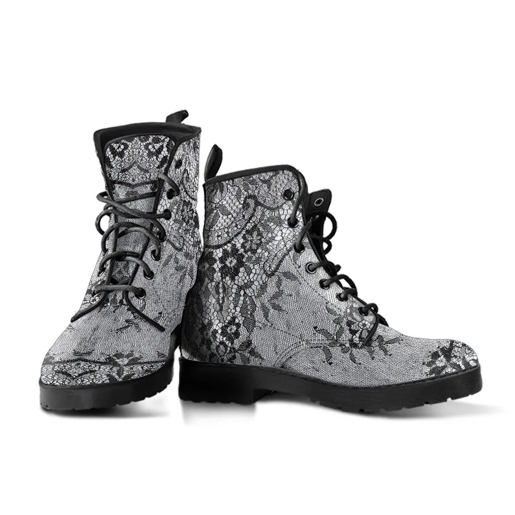 White Boots with a black lace print (REG35)